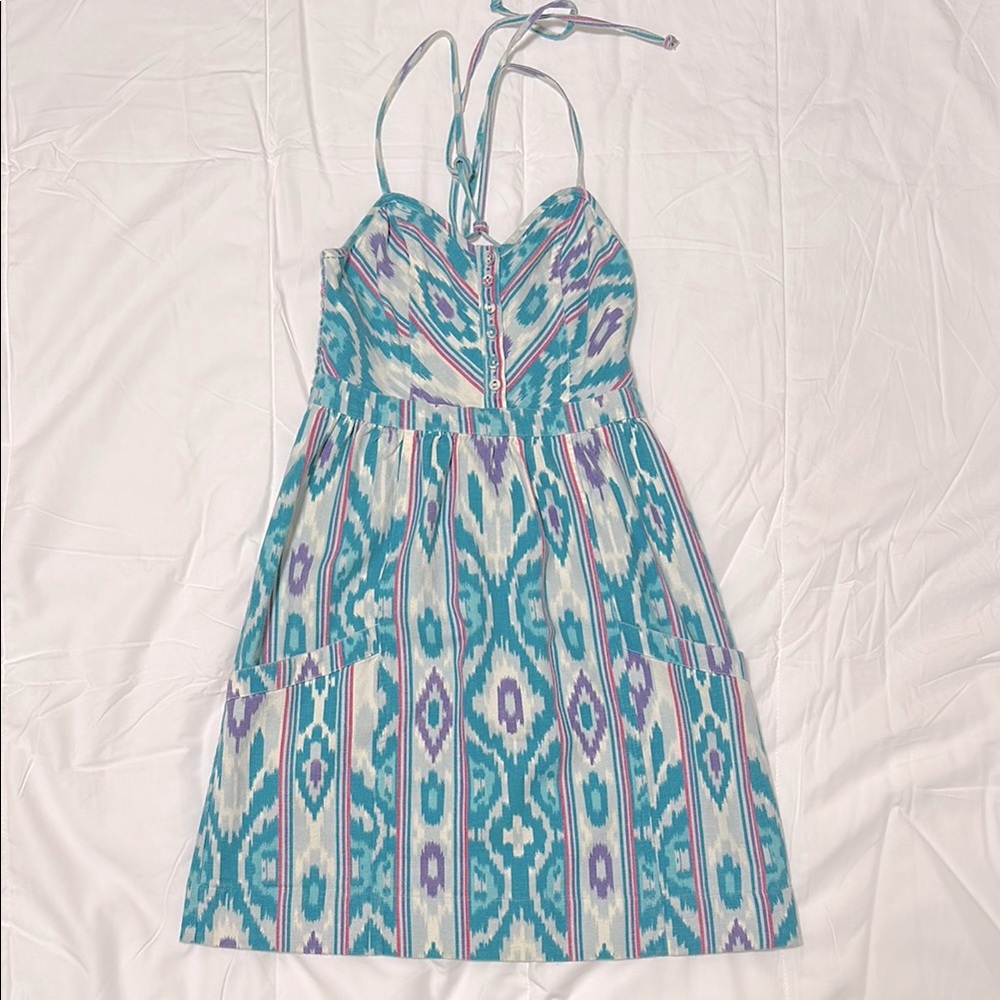 American Eagle Outfitters Blue and Purple Mini Dress